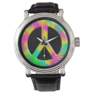 Vredessymbool Psychedelic Art Design-horloges Horloge