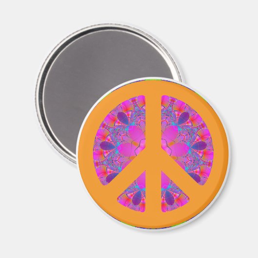 Vredessymbool, psychedelisch ontwerp magneet (Voorkant / Achterkant)