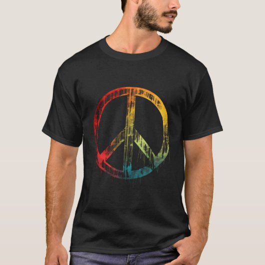 Vredessymbool Retro Design Vredesbord T-shirt (Voorkant)
