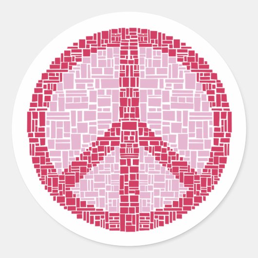Vredessymbool (rood) ronde sticker (Voorkant)
