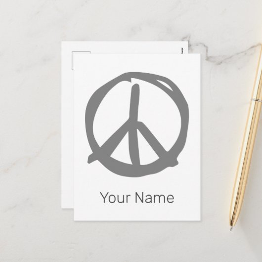 Vredessymbool  teken voor vreedzame hippie feestdagenkaart (Voorkant / Achterkant in situ)