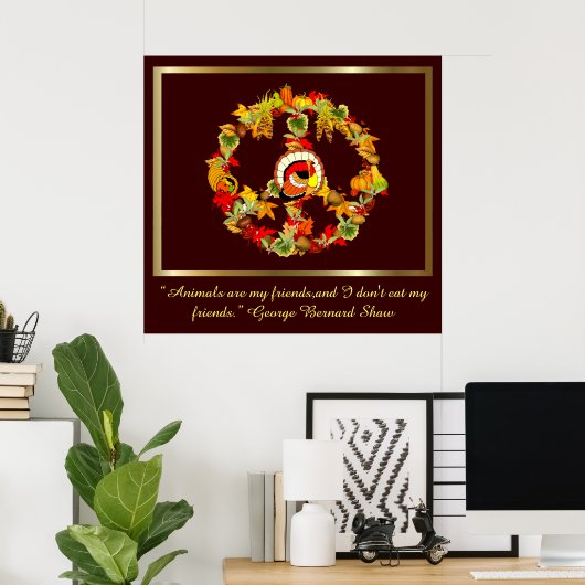 Vredessymbool Thanksgiving Turkije Poster (Thuiskantoor)