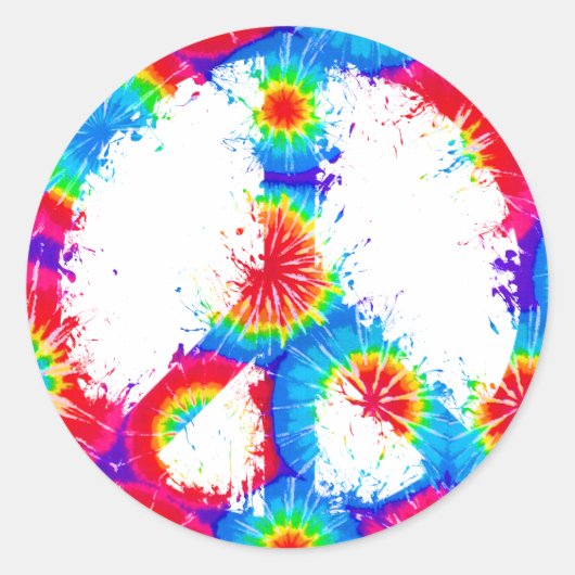 Vredessymbool Tie Dye Ink Ronde Sticker (Voorkant)