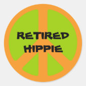 Vredessymbool, vermoeide Hippie Ronde Sticker (Voorkant)