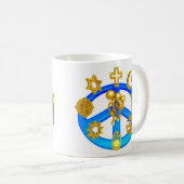 Vredessymbool voor alle wereldgodsdiensten koffiemok (Voorkant rechts)