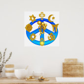 Vredessymbool voor alle wereldgodsdiensten poster (Keuken)