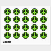 Vredessymbool voor zwart en Chartreuse Ronde Sticker (Vel)
