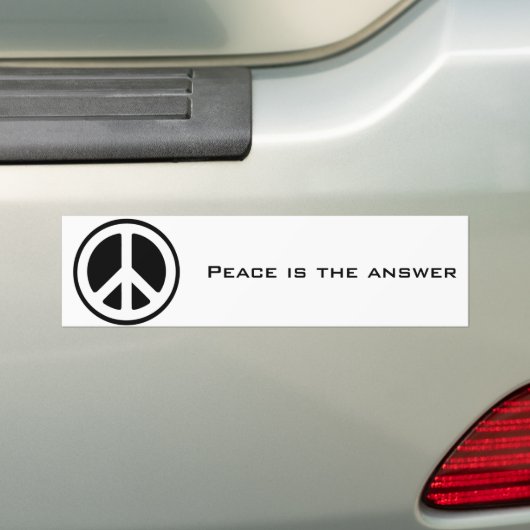 vredessymbool, vrede is het antwoord bumpersticker (Op auto)