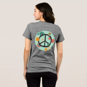 Vredessymbool, vredesteken met bloemen Tri-Blend shirt