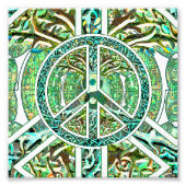 Vredessymbool, Yin Yang, boom van het leven in het Foto Afdruk (Voorkant)