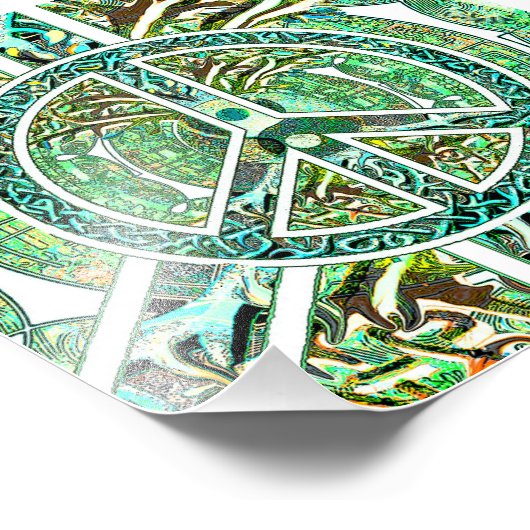 Vredessymbool, Yin Yang, boom van het leven in het Foto Afdruk (Hoek)