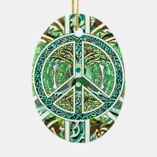 Vredessymbool, Yin Yang, boom van het leven in het Keramisch Ornament (Achterkant)