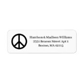 Vredessymbool zwart-wit, aangepast retouradres etiket (Voorkant)