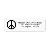 Vredessymbool zwart wit minimalistisch douaneadres etiket (Voorkant)