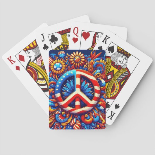 Vredesteken-4 juli-Onafhankelijkheidsdag-Groovy Pokerkaarten (Achterkant)