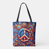 Vredesteken-4 juli-Onafhankelijkheidsdag-Groovy Tote Bag (Achterkant)