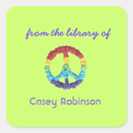 Vredesteken aangepaste boekplaten vierkante sticker