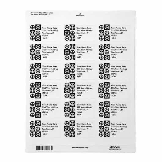 Vredesteken Adreslabel Etiket (Full Sheet)