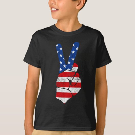 Vredesteken Amerikaanse Vlag 4 juli Kinder T-shirt (Voorkant)