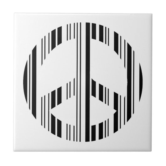 VREDESTEKEN BAR CODE Hippie Barcode Patroon Ontwer Tegeltje (Voorkant)