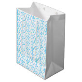 Vredesteken Blauw Groovy Retro Leuk Medium Cadeauzakje (Voorkant Gekanteld)