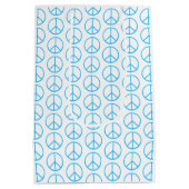 Vredesteken Blauw Groovy Retro Leuk Medium Cadeauzakje (Achterkant)