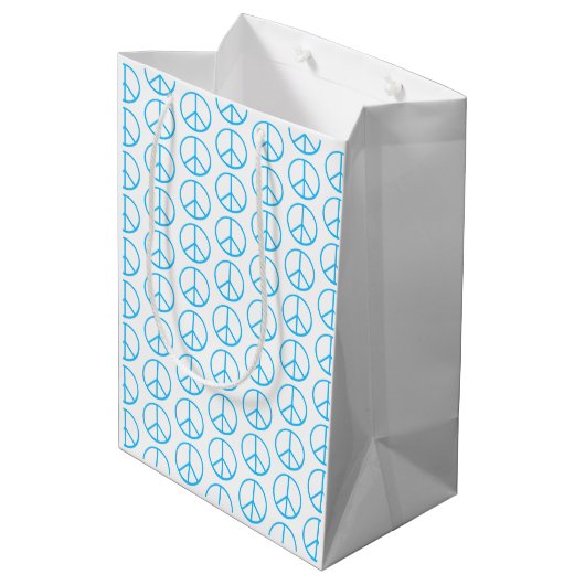 Vredesteken Blauw Groovy Retro Leuk Medium Cadeauzakje (Achterkant Gekanteld)