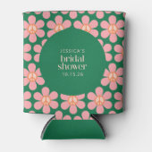 Vredesteken Bloem Groen Roze Aangepaste Bruiloftsd Blikjeskoeler (Voorkant)