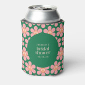 Vredesteken Bloem Groen Roze Aangepaste Bruiloftsd Blikjeskoeler (Blikje Achterkant)
