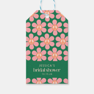 Vredesteken Bloem Groen Roze Bruiloft Cadeaulabel