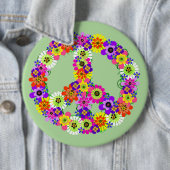 Vredesteken bloem ronde button 6,0 cm (In situ)