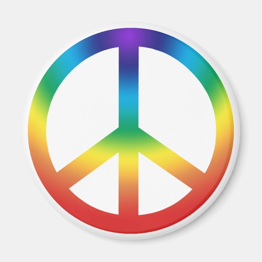 Vredesteken Button; Chakra kleuren Magneet (Voorkant)