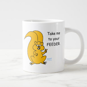 Vredesteken Cartoon Eekhoorn en Vogelvoeder Grappi Grote Koffiekop