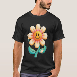 Vredesteken Gelukkige Madelief Bloem Retro Groovy T-shirt