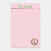 Vredesteken gepersonaliseerd met naam in roze post-it® notes (Voorkant)