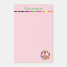 Vredesteken gepersonaliseerd met naam in roze