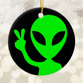Vredesteken Groene Alien Keramisch Ornament