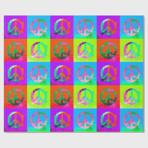 Vredesteken groovy tie dye graffiti spuitverf kuns cadeaupapier