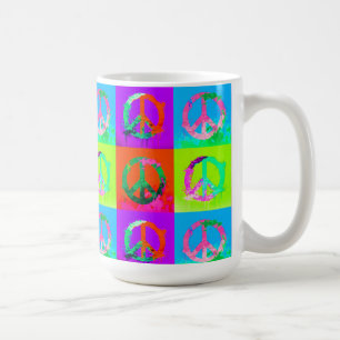 Vredesteken groovy tie dye graffiti spuitverf kuns koffiemok