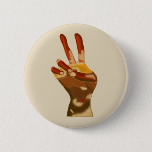 Vredesteken Hand Multi Skin Tones Pins Buttonnen Ronde Button 5,7 Cm (Voorkant)