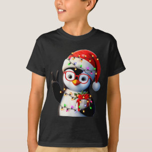Vredesteken Hand Pinguïn Kerstman Kerst Pinguïn Pa T-shirt
