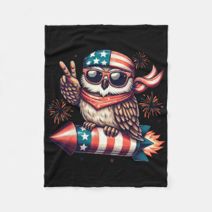 Vredesteken Hand Uil Vuurwerk Amerikaanse Vlag 4e Fleece Deken