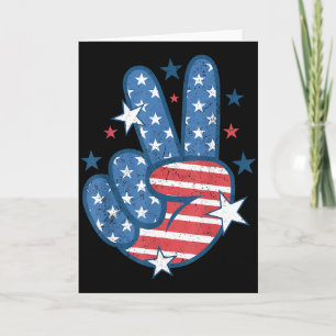 Vredesteken Hand Usa Vlag 4 Juli Patriottische Man Kaart