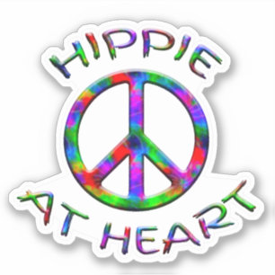Vredesteken Hippie in het hart Kleurrijke Contour  Sticker