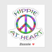 Vredesteken Hippie in het hart Kleurrijke Contour  Sticker (Vel)