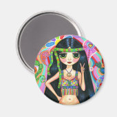 Vredesteken Hippie meisje magneet (Voorkant / Achterkant)