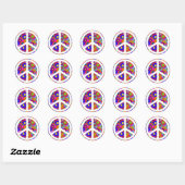 Vredesteken Hippie Retro Bloemen Ronde Sticker (Vel)