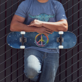 Vredesteken in de ruimte persoonlijk skateboard
