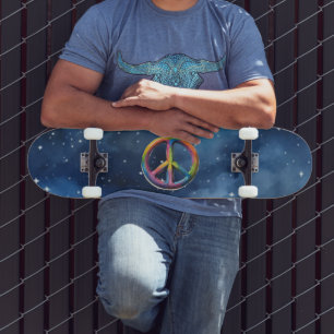 Vredesteken in de ruimte persoonlijk skateboard