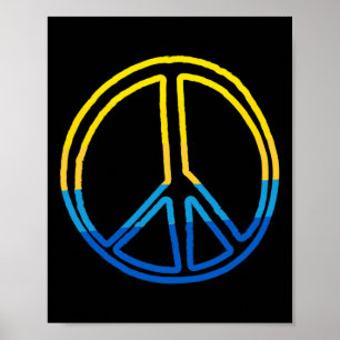 Vredesteken in kleuren van Oekraïne geel en blauw Poster